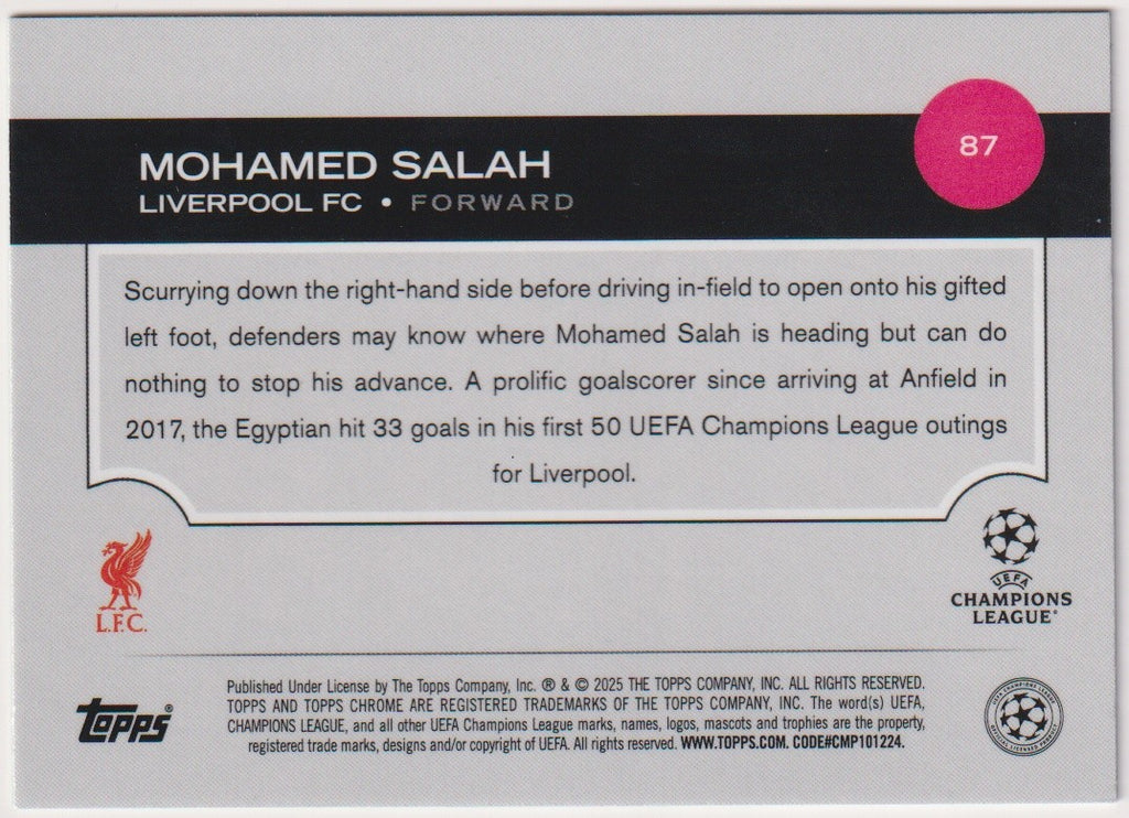 Topps Chrome 2025-26 Mohamed Salah Liverpool FC Parallel 154/199 Rare – Bild 2