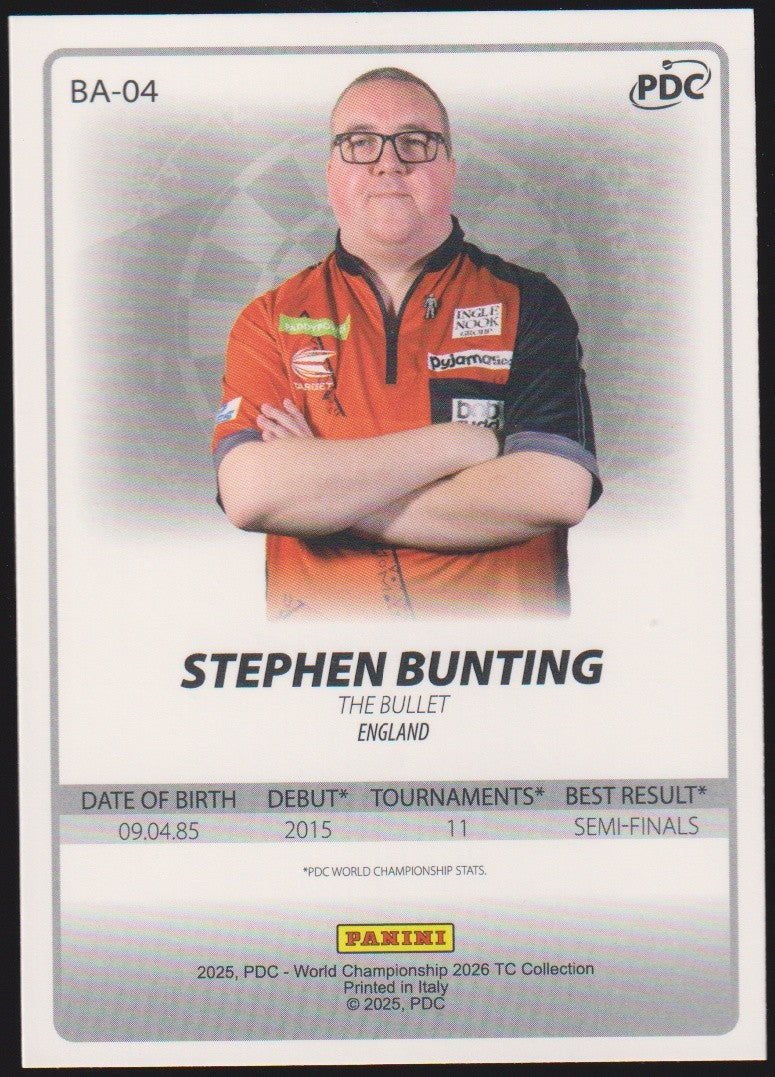 Panini PDC World Championship 2026 Stephen Bunting Refractor Parallel – Bild 2