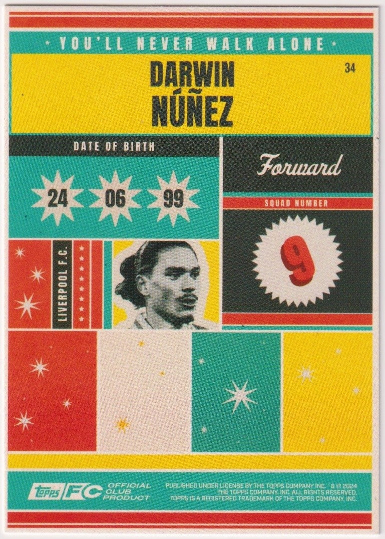 Topps You'll Never Walk Alone 2023-24 Darwin Nunez Liverpool FC Parallel Rare – Bild 2