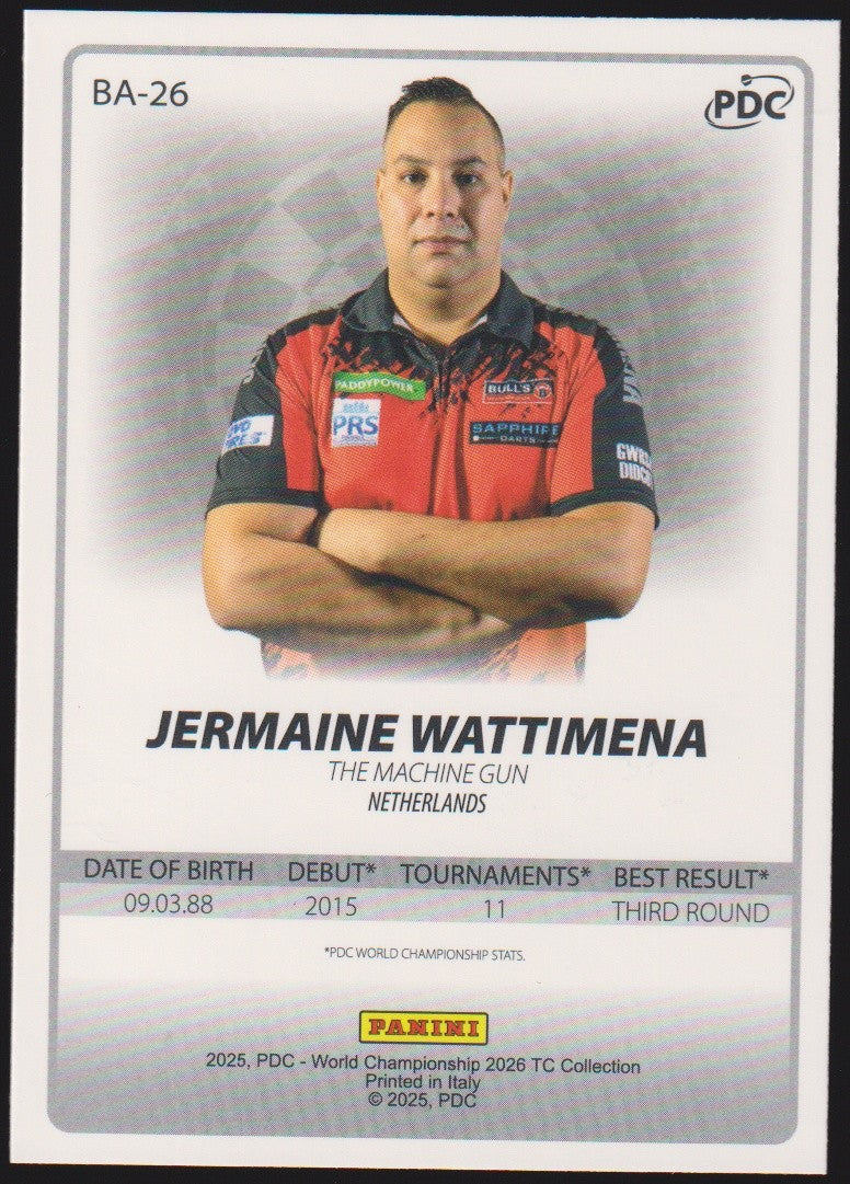 Panini PDC World Championship 2026 Jermaine Wattimena Refractor Parallel – Bild 2
