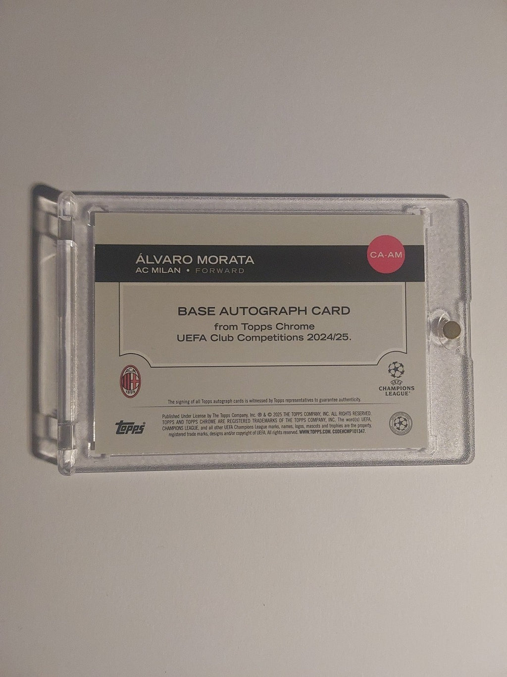 Topps UCC Flagship 24-25 Alvaro Morata AC Mailand Auto Numbered 29/75 Refractor – Bild 2