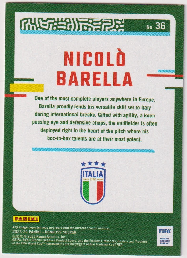Panini Donruss 2023-24 Nicolò Barella Italien Parallel Rare Refractor – Bild 2