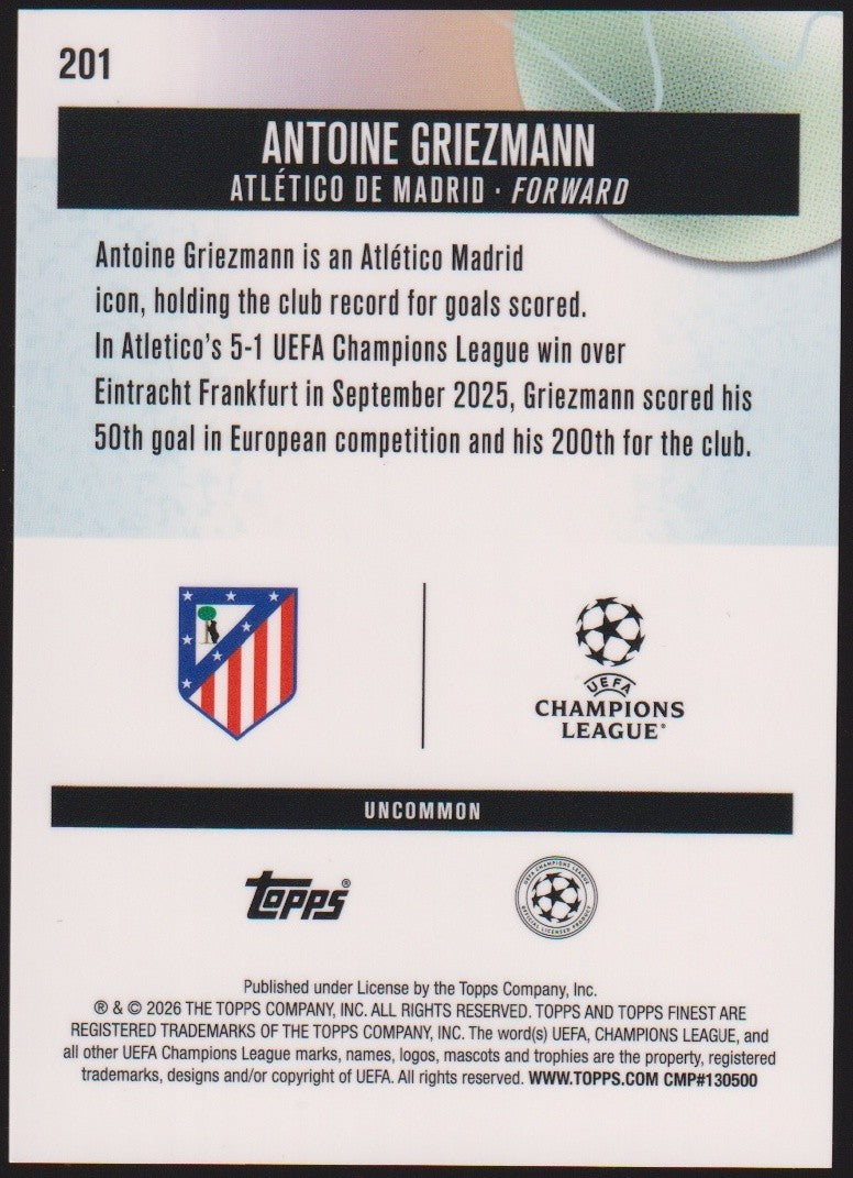 Topps Finest 2025-26 Antoine Griezmann Atletico de Madrid Parallel 45/75 Rare – Bild 2
