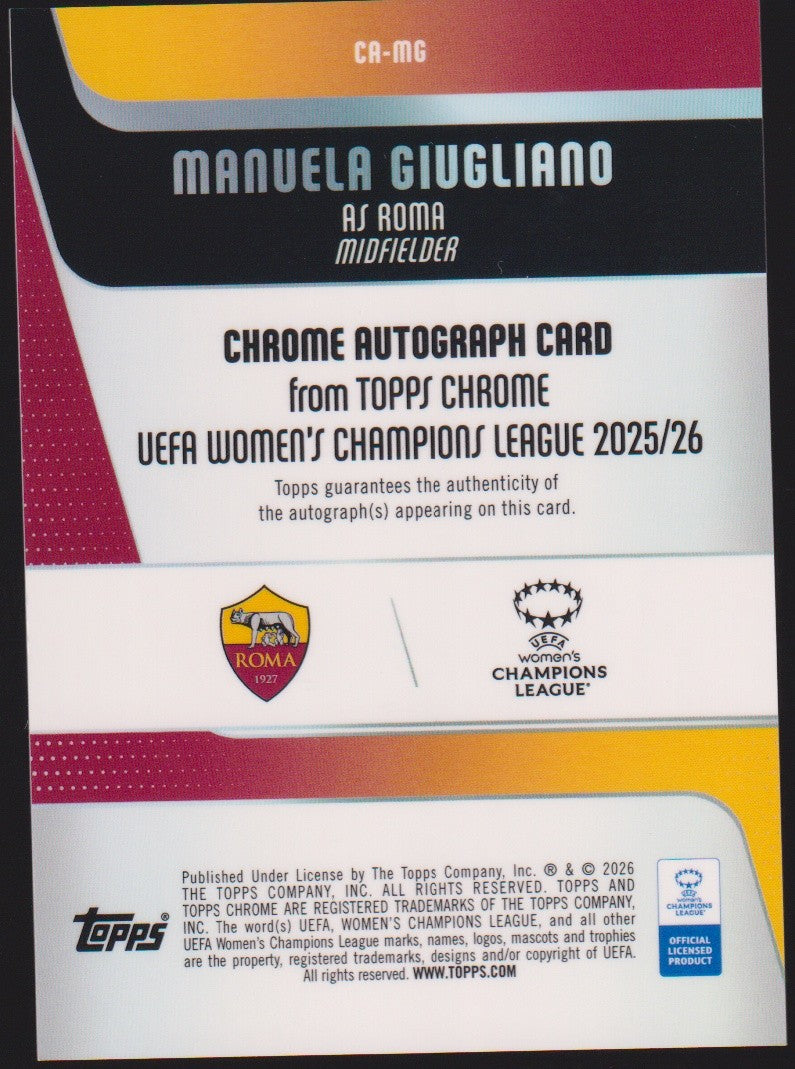 Topps 2025-26 Manuela Giugliano Auto AS Roma Parallel 12/75 Refractor – Bild 2