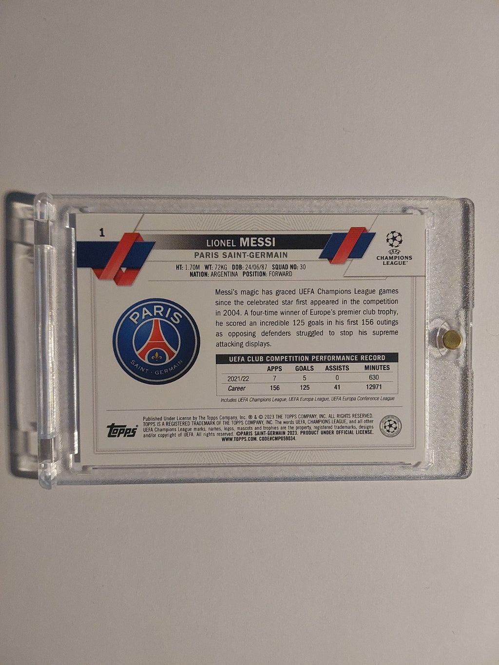 Topps UCC 2022-23 Lionel Messi Paris Saint-Germain Legend Parallel Rare Hit – Bild 2