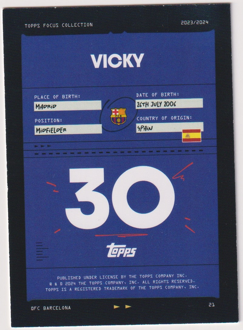Topps Focus Collection 2023-24 Vicky FC Barcelona 2023/2024 Parallel Rare – Bild 2