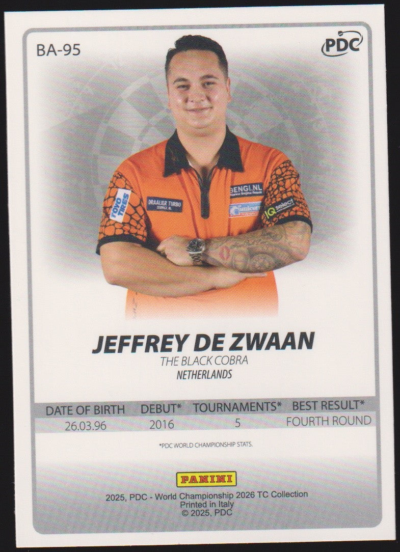 Panini PDC World Championship 2026 Jeffrey De Zwaan Refractor Parallel – Bild 2