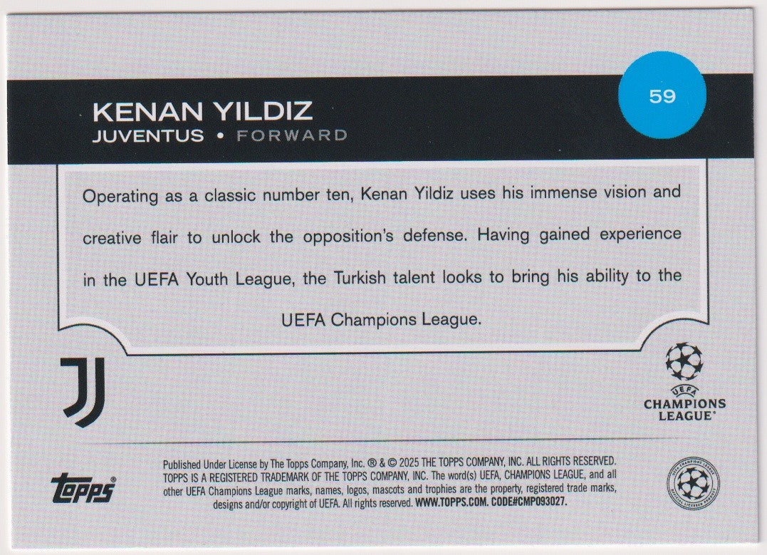 Topps Future Stars 2025-26 Kenan Yildiz Rookie Juventus UEFA Champions League – Bild 2