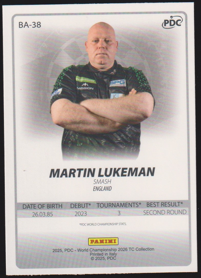 Panini PDC World Championship 2026 Martin Lukeman "Smash" Refractor Parallel – Bild 2