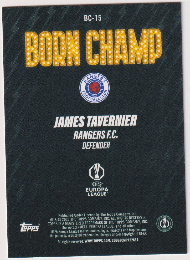 Topps Born Champ 2025-26 James Tavernier Rangers F.C. Parallel Rare Nr. BC-15 – Bild 2