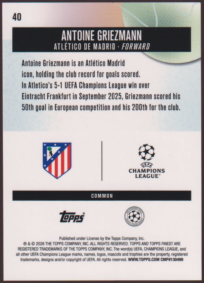 Topps 2025-26 Antoine Griezmann Atletico de Madrid Parallel 12/60 Refractor – Bild 2