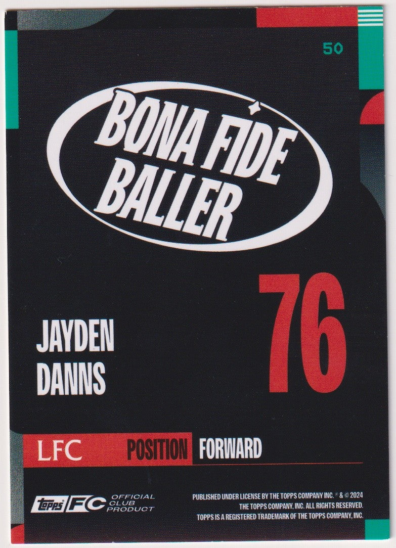 Topps Bona Fide Baller 2023-24 Jayden Danns Rookie Liverpool FC Parallel – Bild 2