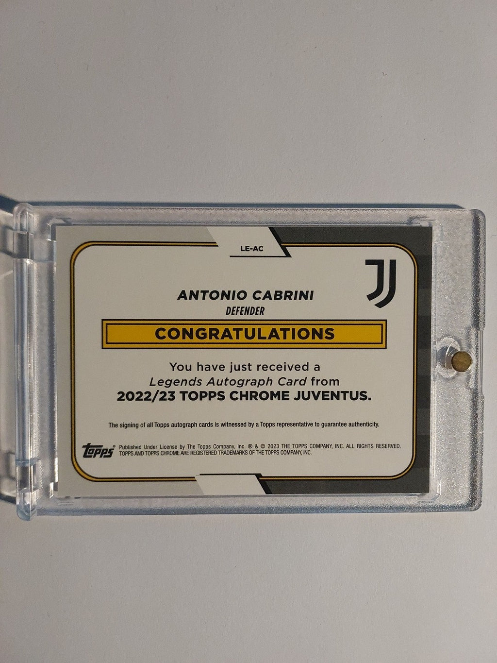 Topps Juventus Turin Chrome 2022-23 Antonio Cabrini Auto Parallel Refractor Rare – Bild 2