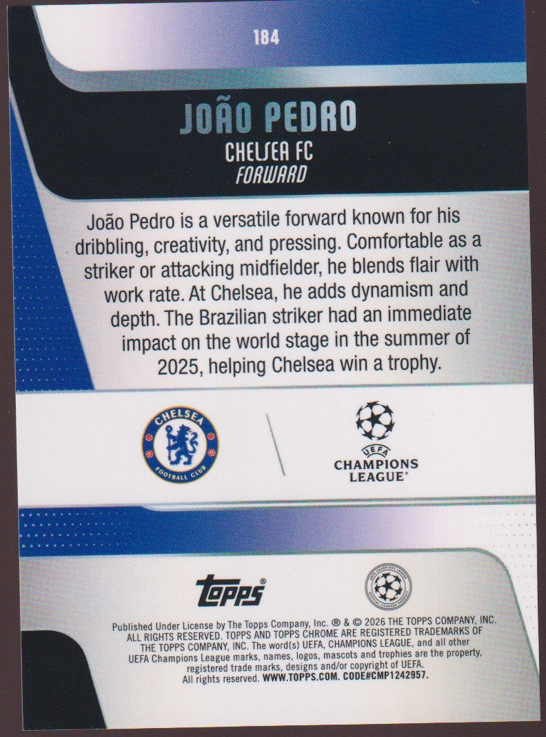 Topps Chrome 2025-26 Joao Pedro Chelsea UEFA Champions League Parallel 135/150 – Bild 2