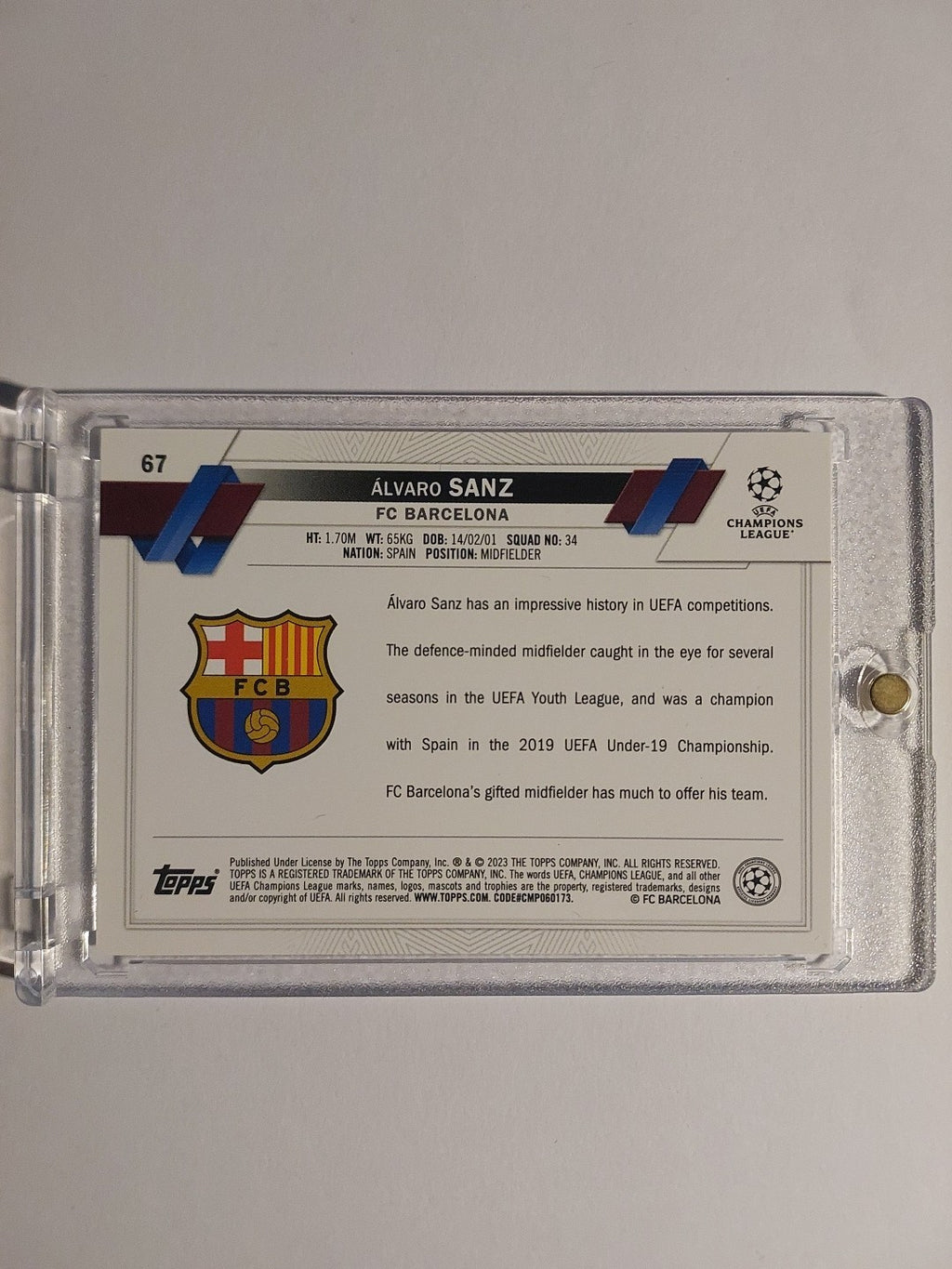 Topps UCC Chrome 2022-23 Alvaro Sanz Barcelona Parallel Refractor Insert Rookie – Bild 2