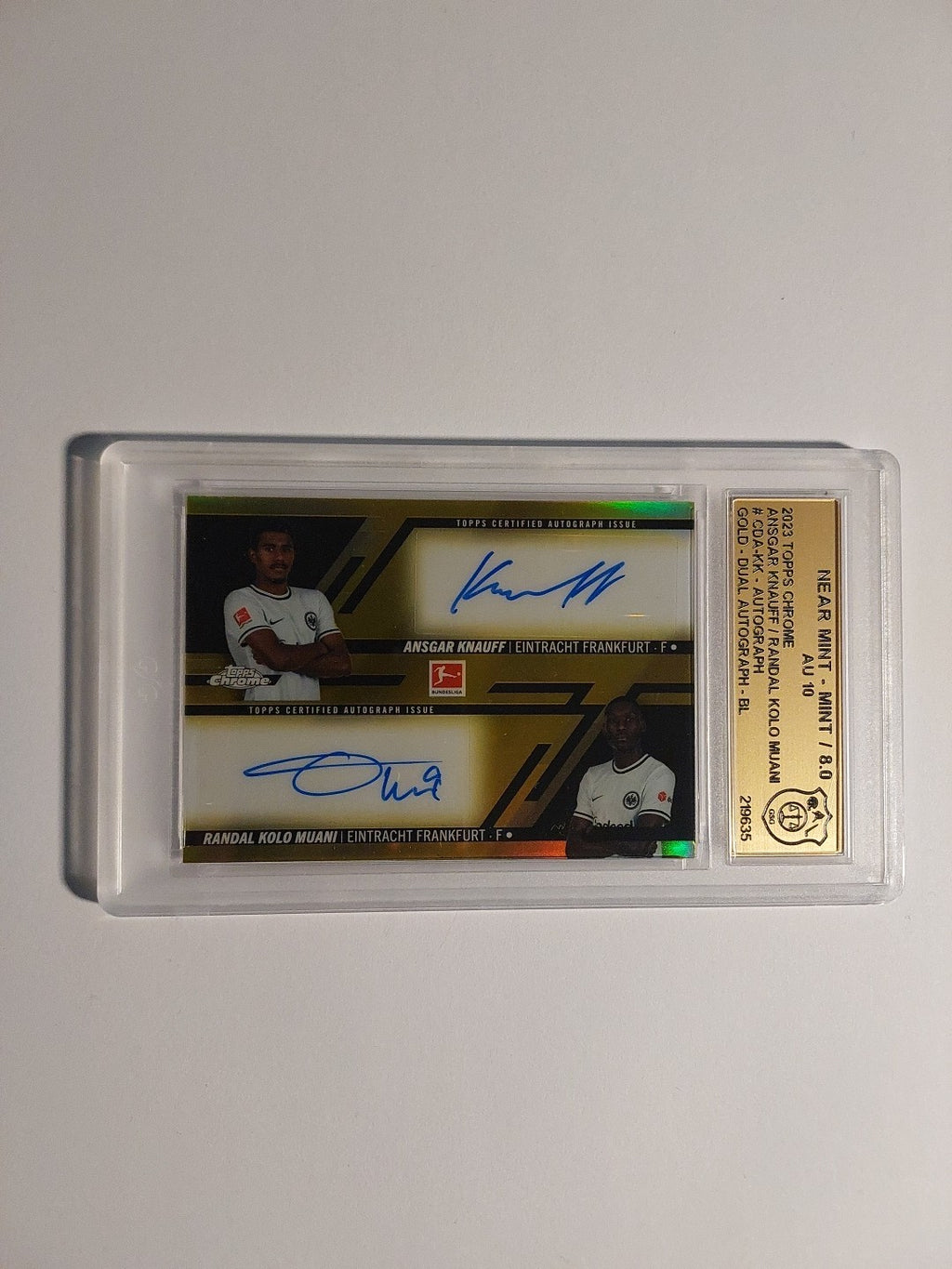 Topps Bundesliga 2022-23 Knauf & Kolo Muani Dual Auto Frankfurt 46/50 GSG 8 PSA – Bild 2