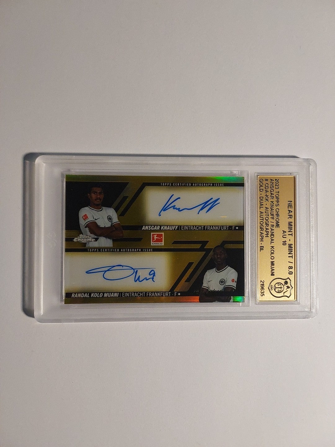 Topps Bundesliga 2022-23 Knauf & Kolo Muani Dual Auto Frankfurt 46/50 GSG 8 PSA – Bild 2