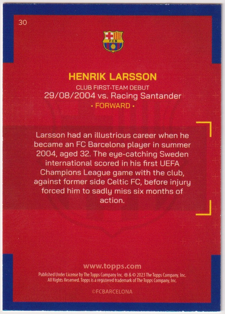 Topps 2022-23 Henrik Larsson FC Barcelona Parallel Rare – Bild 2
