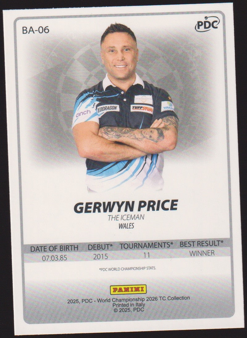 Panini PDC World Championship 2026 Gerwyn Price "The Ice Man" Refractor Parallel – Bild 2