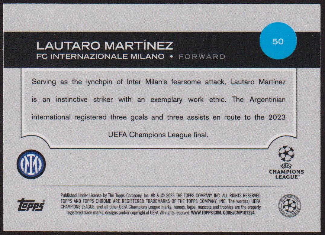 Topps Chrome 2024-25 Lautaro Martinez FC Internazionale Milano Parallel – Bild 2