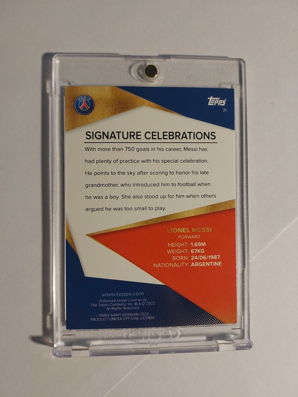 Topps PSG Team Set 2021-22 Lionel Messi Argentinien Parallel Ultra Rare Hit – Bild 2