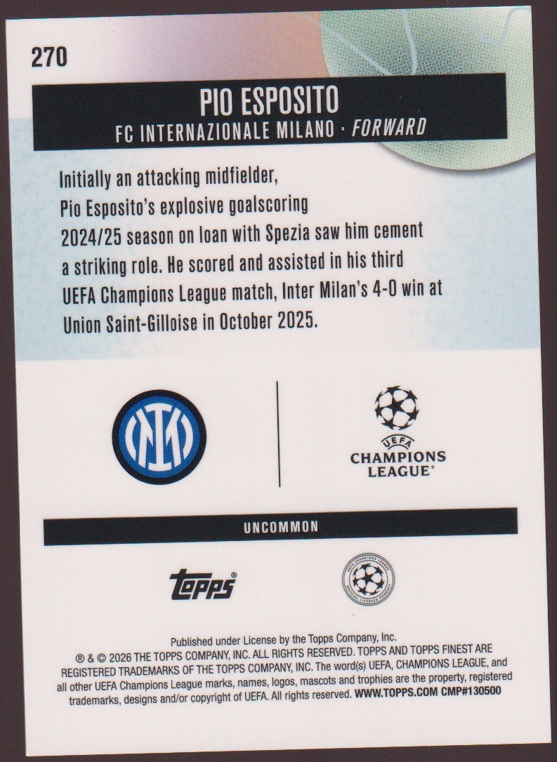 Topps 2025-26 Pio Esposito Internazionale Milano Parallel 75/75 Rookie Ebay 1/1 – Bild 2