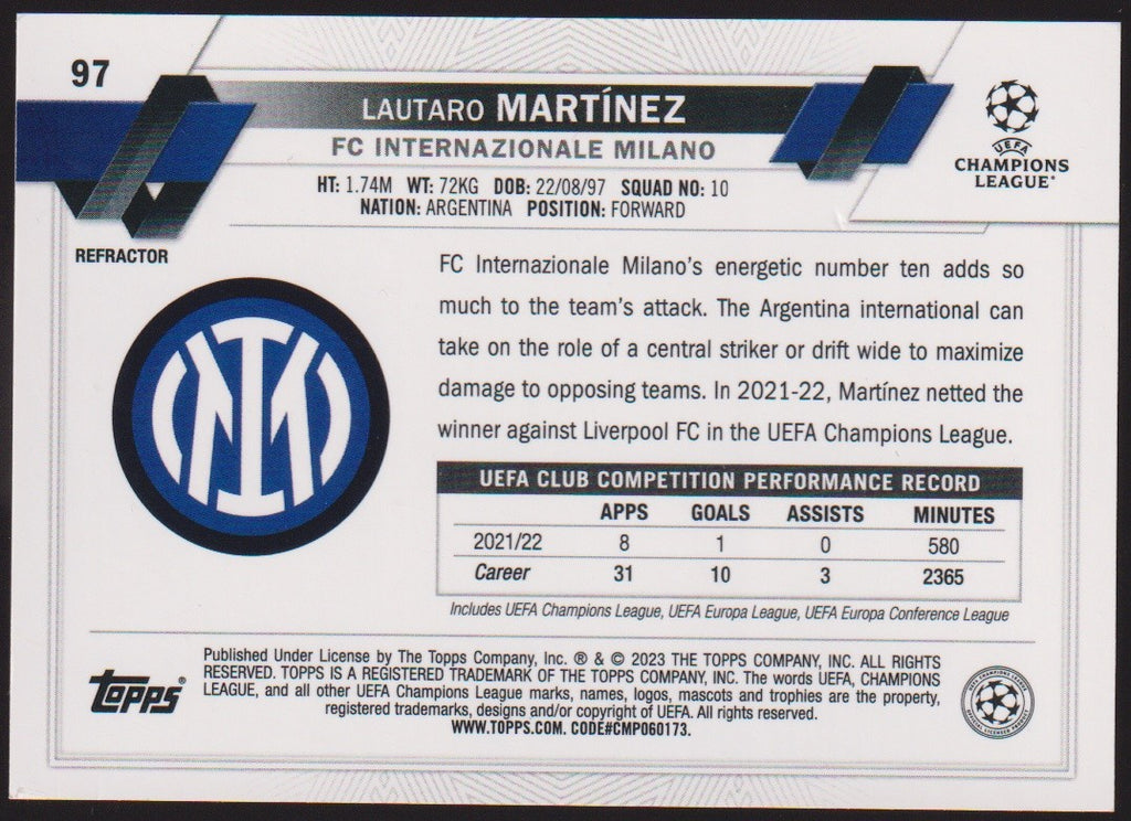 Topps Chrome 2022-23 Lautaro Martínez FC Internazionale Milano Parallel – Bild 2