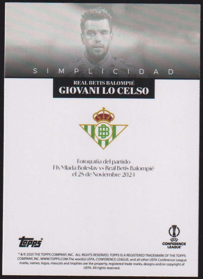 Topps 2024-25 Giovanni Lo Celso Real Betis Balompié Parallel Rare – Bild 2