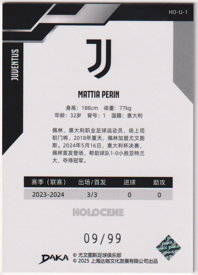 Daka Holocene 2023-24 Mattia Perin Juventus Parallel 09/99 Rare – Bild 2