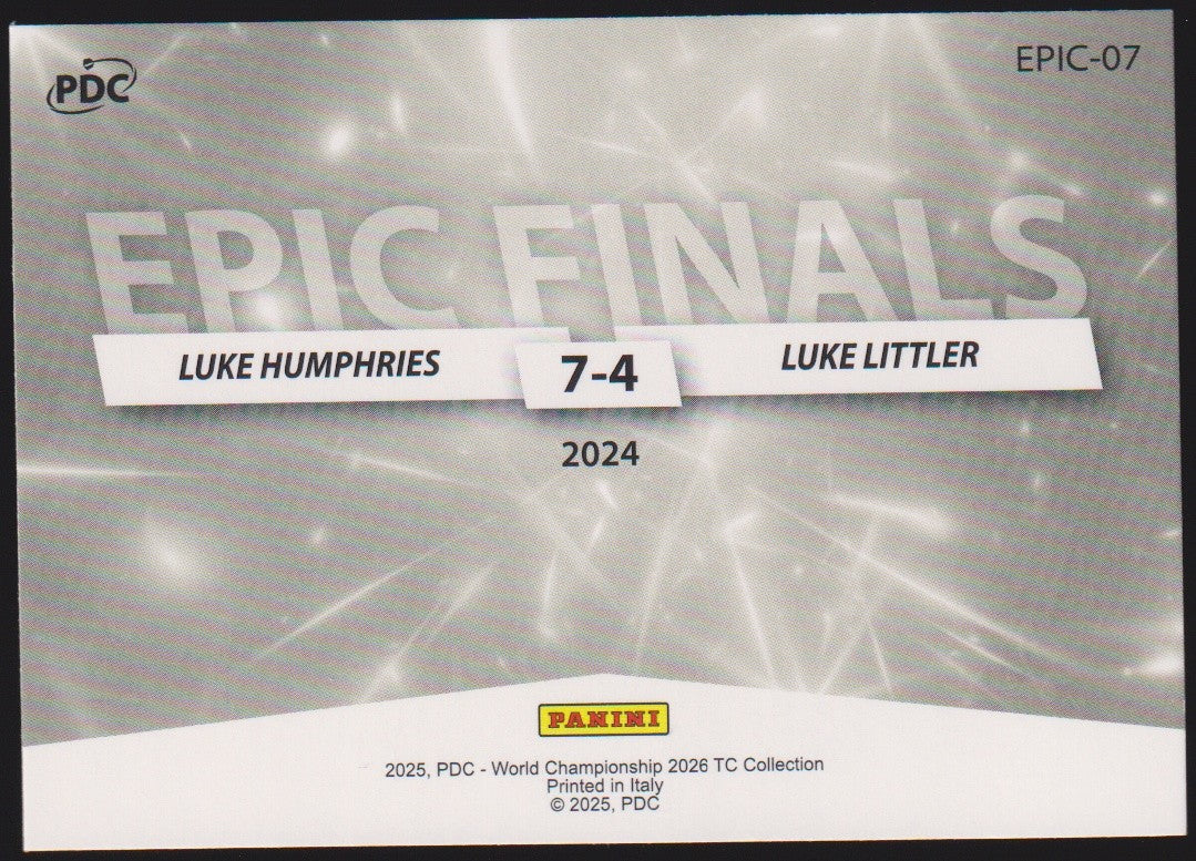 Panini PDC World Championship Luke Humphries & Luke Littler Refractor Parallel – Bild 2