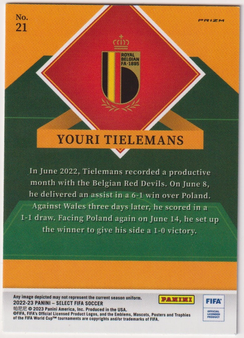 Panini Select FIFA Soccer 2022-23 Youri Tielemans Belgium Parallel Rare – Bild 2