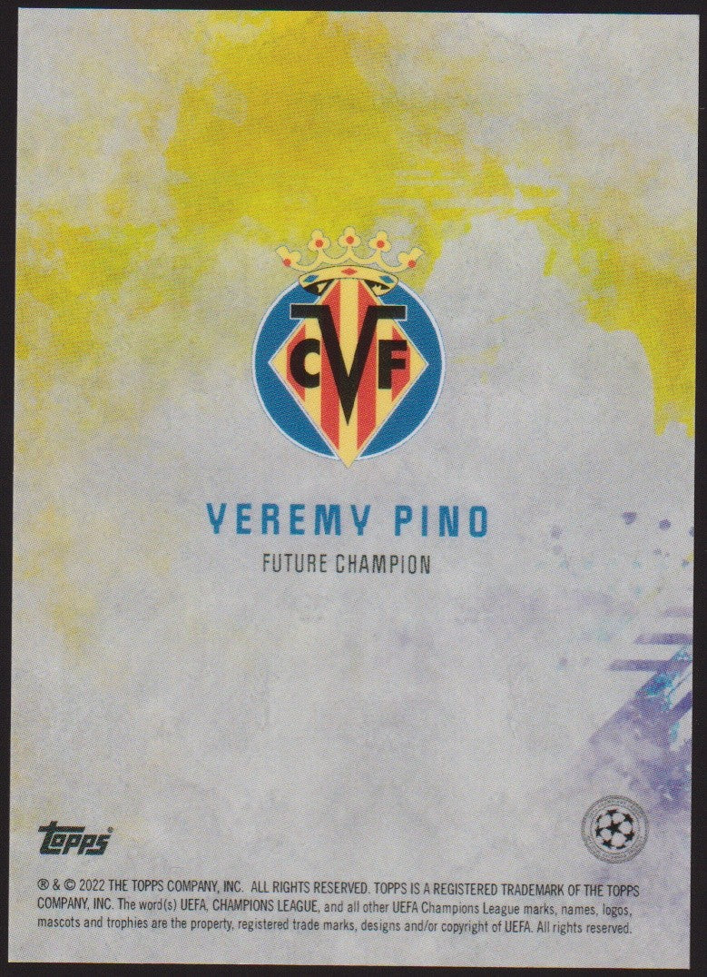 Topps Champions 2021-22 Veremy Pino Villarreal CF Future Champion Parallel – Bild 2