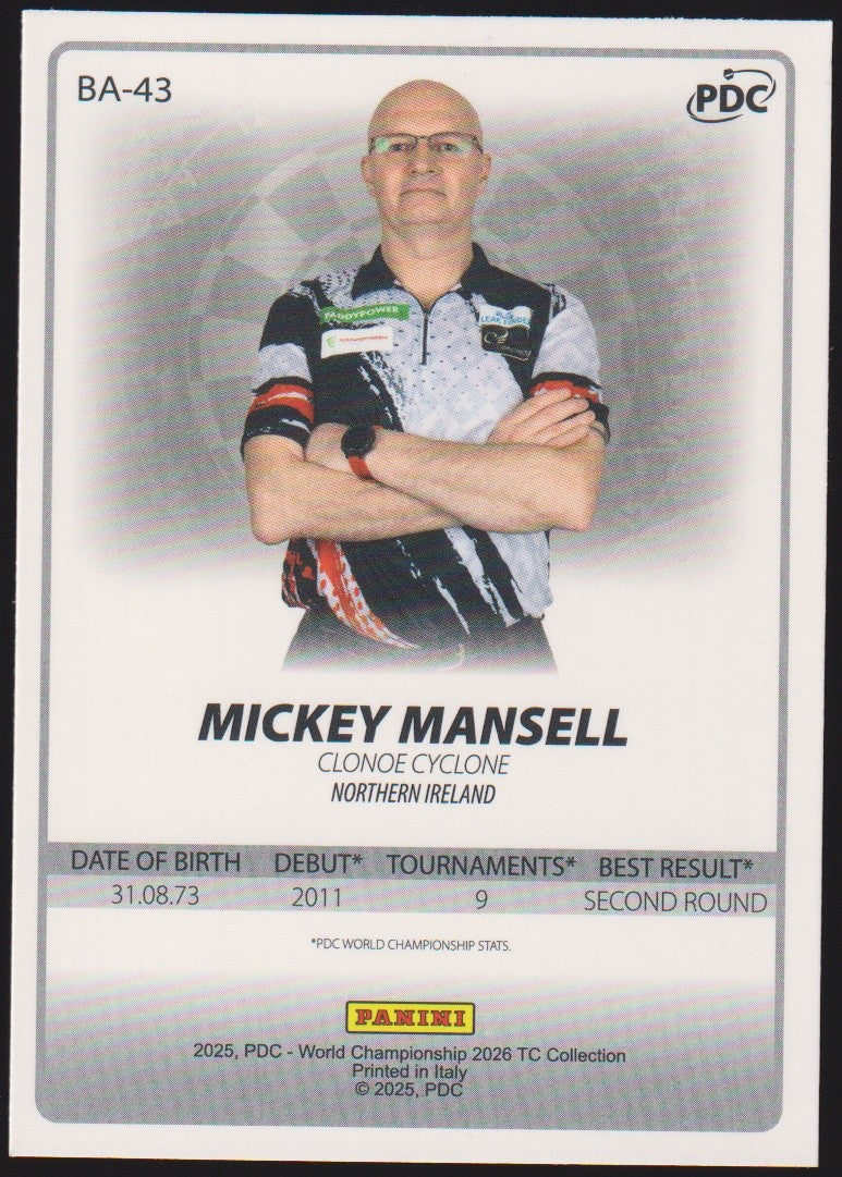 Panini PDC World Championship 2026 Mickey Mansell Refractor Parallel – Bild 2