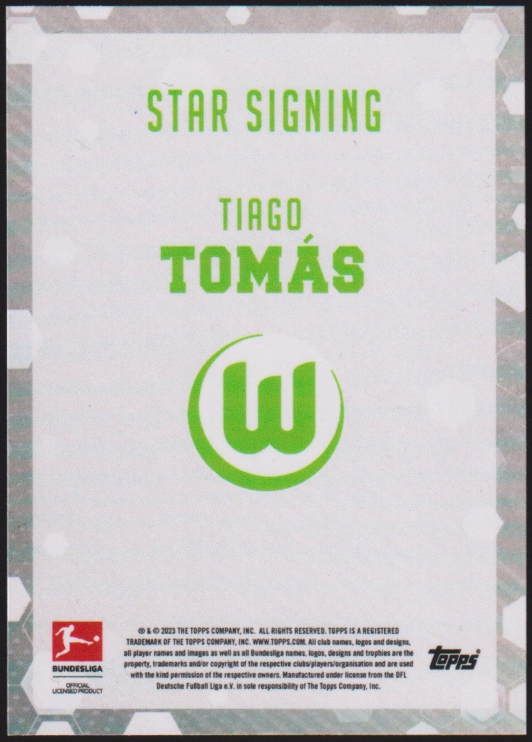 Topps Star Signing Tiago Tomás VfL Wolfsburg Parallel Rare – Bild 2