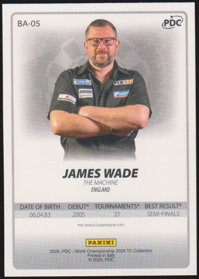 Panini PDC World Championship 2026 James Wade "The Machine" Refractor Parallel – Bild 2