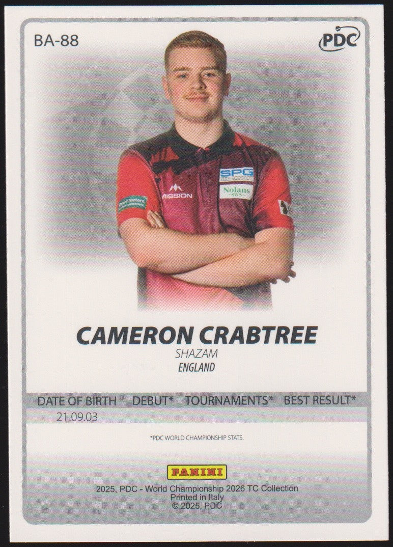 Panini PDC World Championship 2026 Cameron Crabtree "Shazam" Refractor Parallel – Bild 2