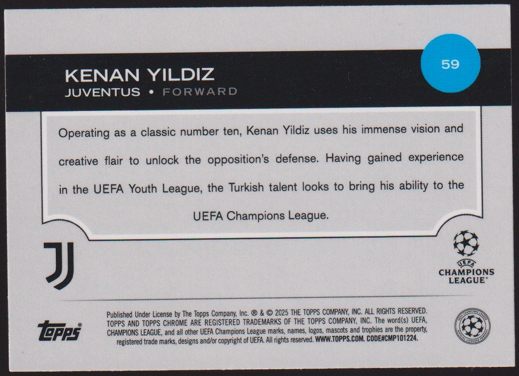 Topps Chrome 2024-25 Kenan Yıldız Rookie Juventus Parallel Rare – Bild 2