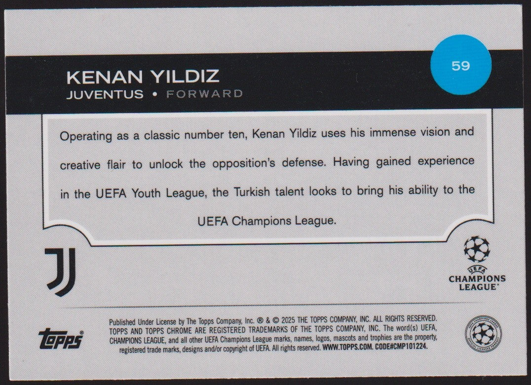 Topps Chrome 2024-25 Kenan Yıldız Rookie Juventus Parallel Rare – Bild 2