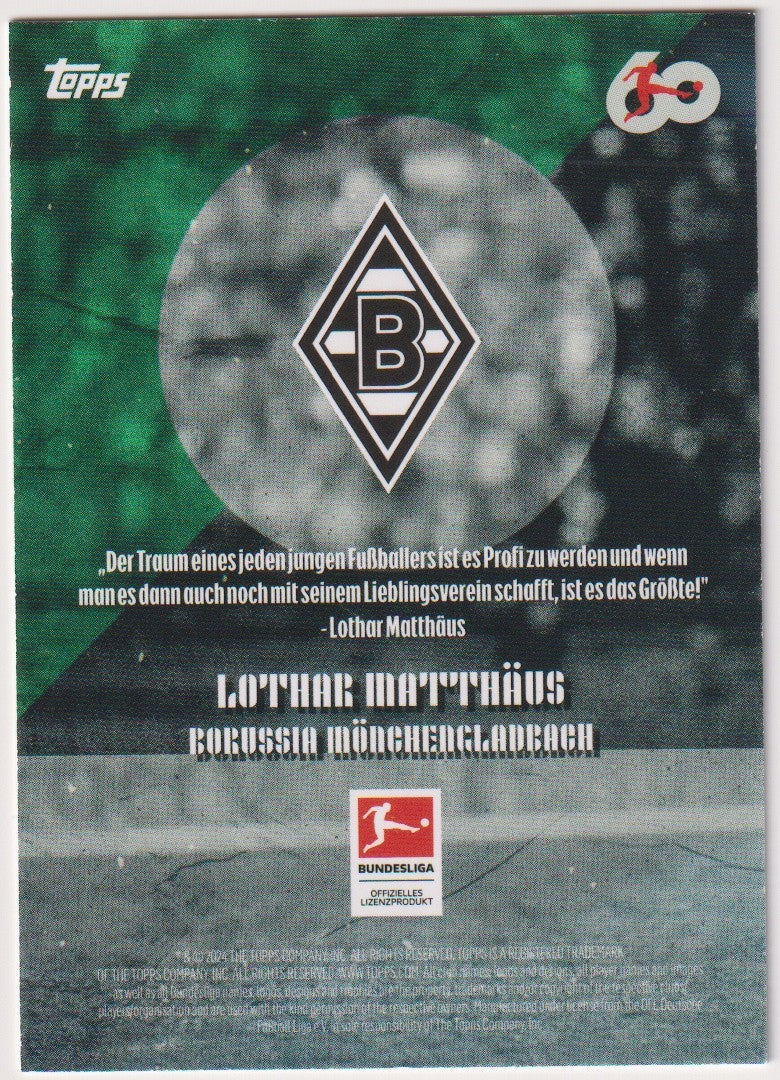 Topps 2023-24 Lothar Matthäus Borussia Mönchengladbach Parallel Rare – Bild 2