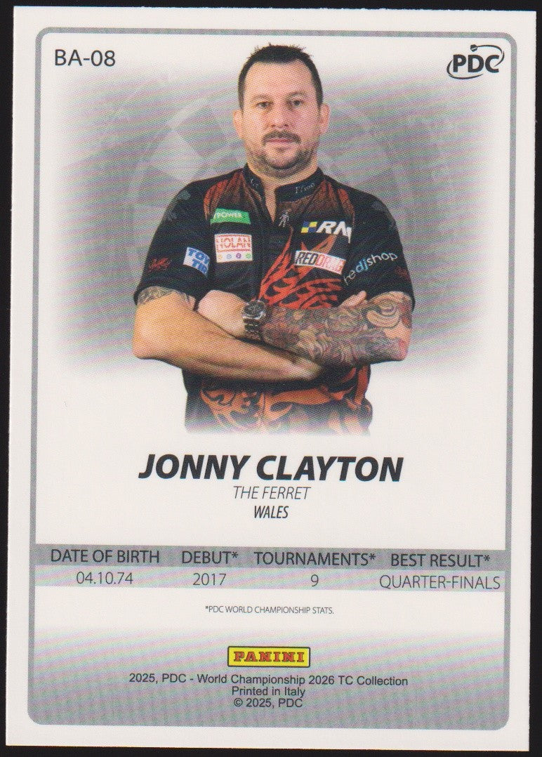 Panini PDC World Championship 2026 Jonny Clayton "The Ferret" Refractor Parallel – Bild 2