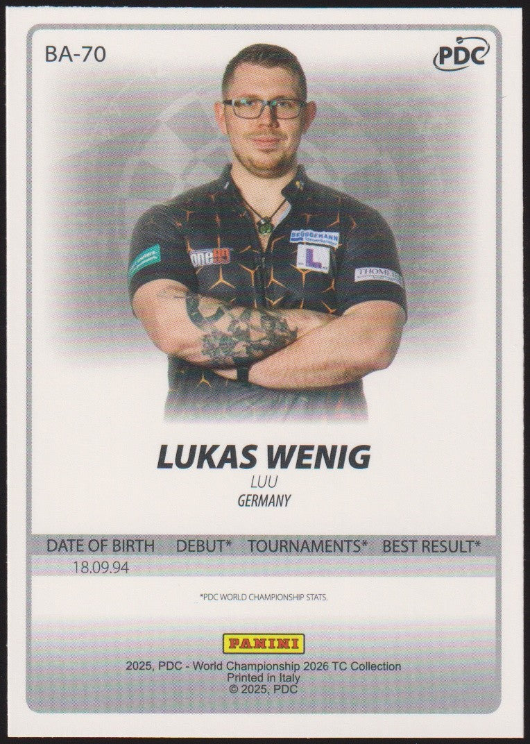 Panini PDC World Championship 2026 Lukas Wenig Refractor Parallel – Bild 2