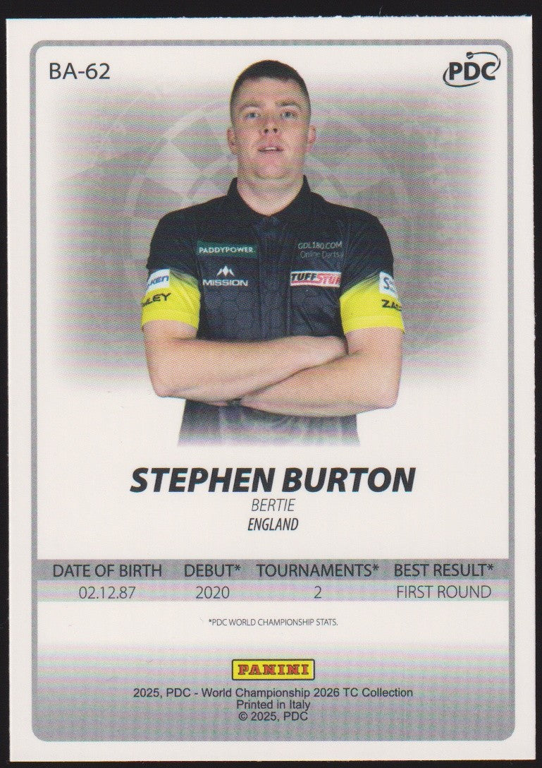 Panini PDC World Championship 2026 Stephen Burton "Bertie" Refractor Parallel – Bild 2