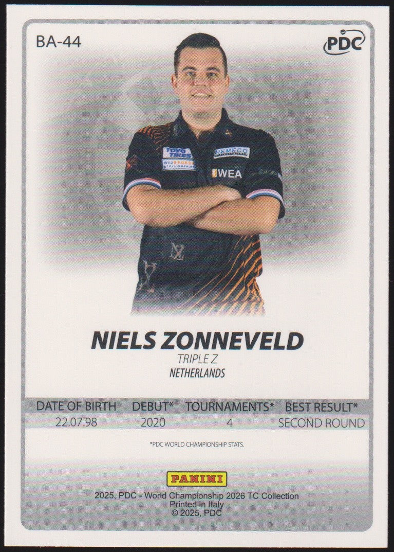 Panini PDC World Championship 2026 NIELS ZONNEVELD "TRIPLE Z" Refractor Parallel – Bild 2