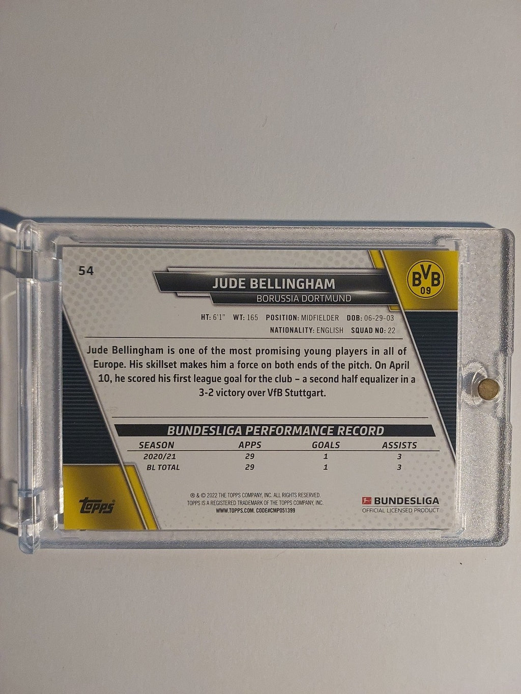 Topps Bundesliga 2021-22 Jude Bellingham Dortmund Parallel Ultra Rare Hit – Bild 2