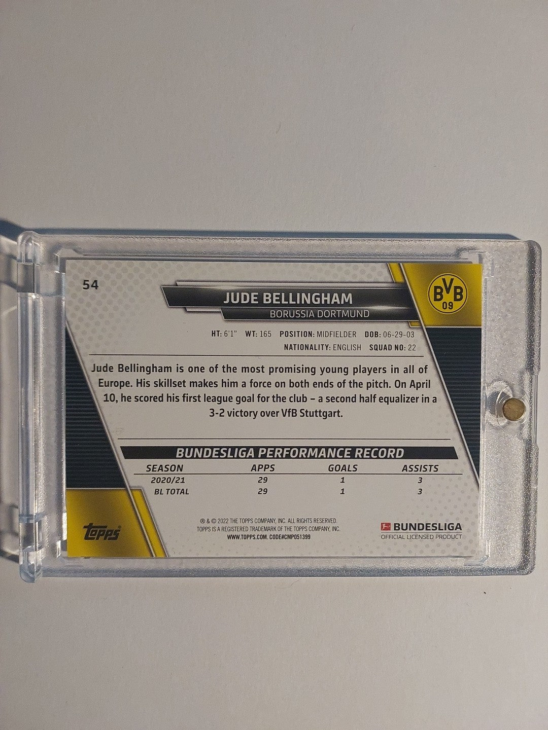 Topps Bundesliga 2021-22 Jude Bellingham Dortmund Parallel Ultra Rare Hit – Bild 2