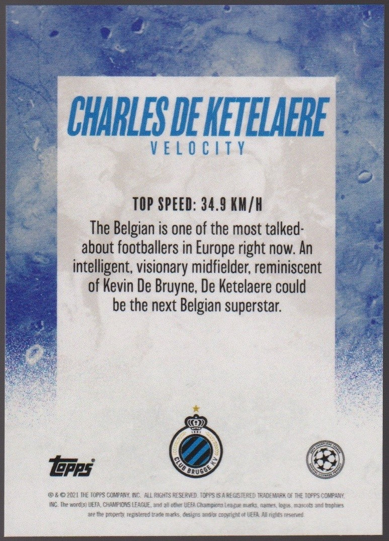 Topps UEFA 2020-21 Charles de Ketelaere Club Brugge KV Velocity Parallel – Bild 2