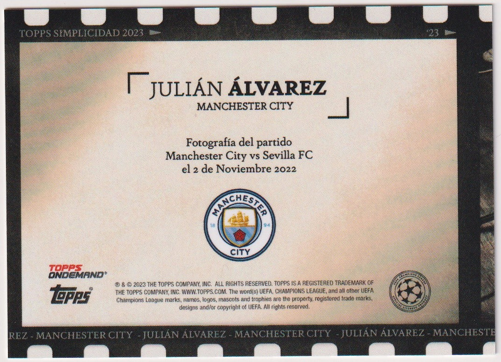 Topps Demand 2022-23 Julian Alvarez Manchester Rookie City Simplicidad Parallel – Bild 2