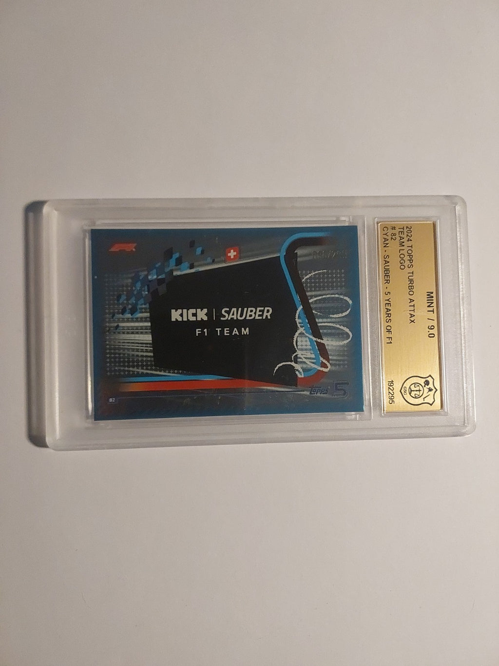 Topps Turbo 2024 Kick Sauber Formel 1 Team GSG 9 = PSA Blue Parallel 96/299 – Bild 2