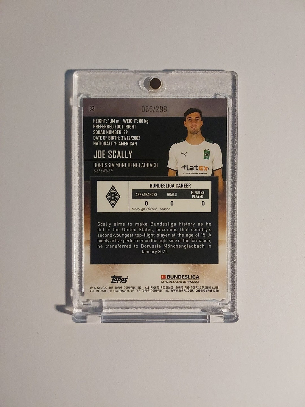 Topps Stadium Club Chrome 2021-22 Joe Scally Mönchengladbach Parallel 66/299 Hit – Bild 2