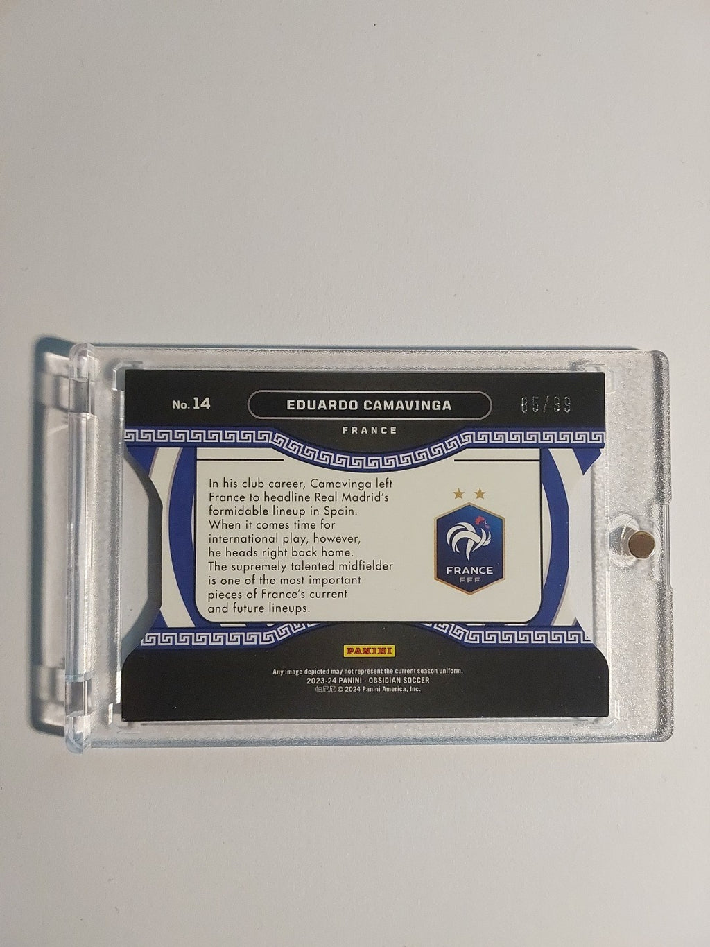 Panini Obsidian 2023-24 Eduardo Camavinga Real Madrid Frankreich Parallel 85/88 – Bild 2